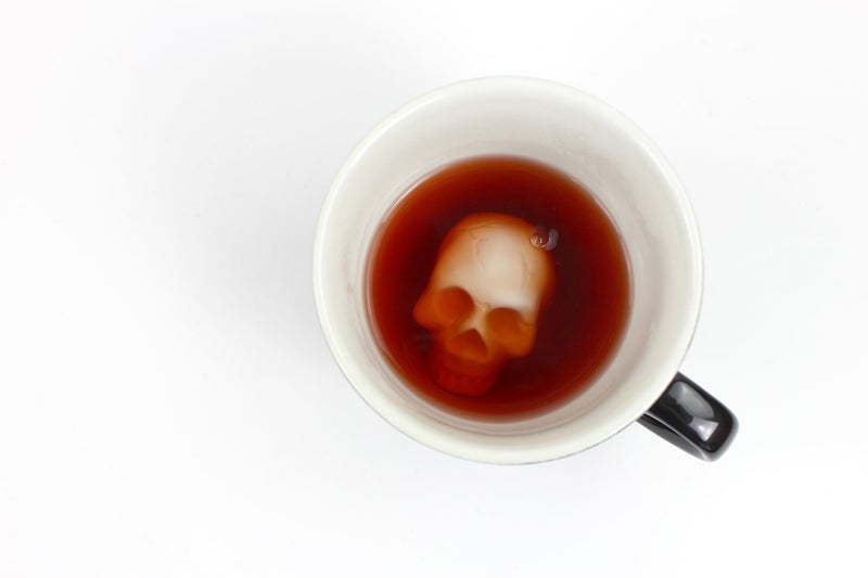 Creature Cups SKULL Ceramic Cup (11 Ounce, Black Exterior) - Hidden 3D Creature Inside Mug Emerges As You Drink - Spooky Halloween Creepy Coffee & Tea Cup - Image 5